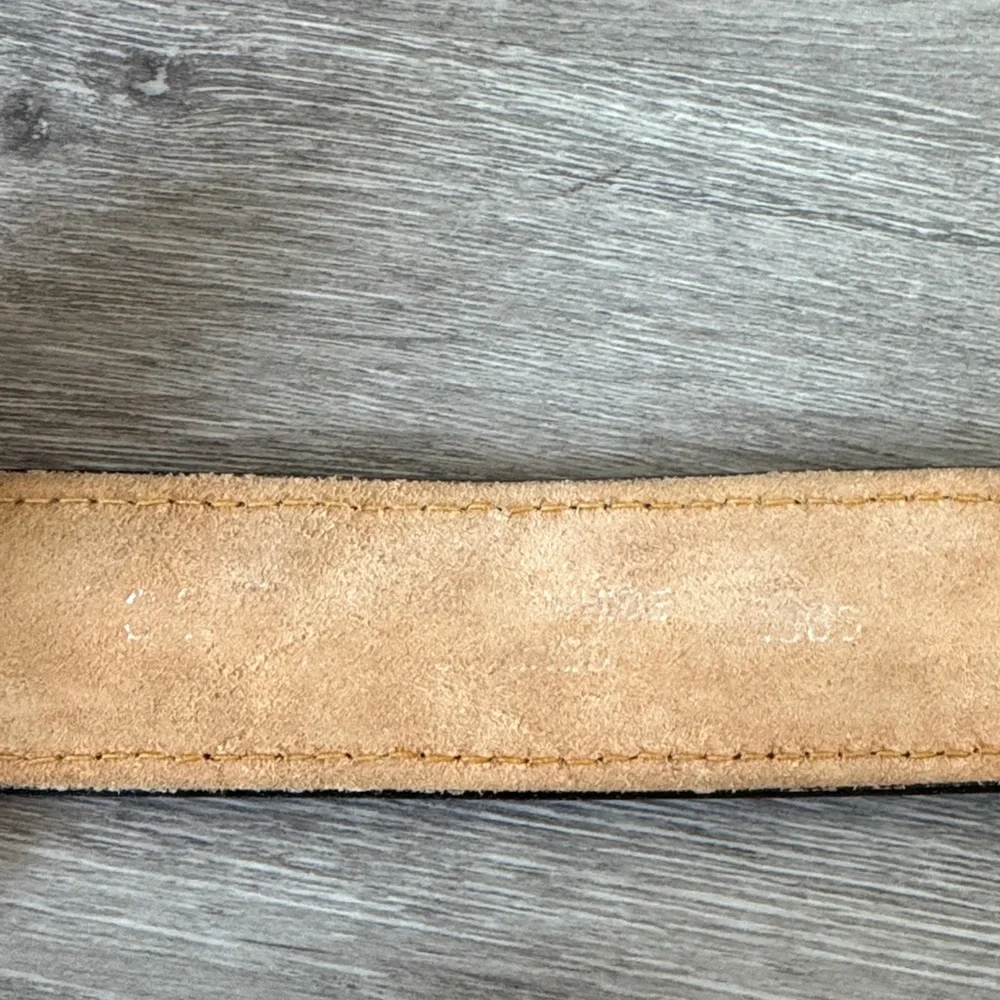 Western Brown Leather Belt with Denim Woven Panel Accents